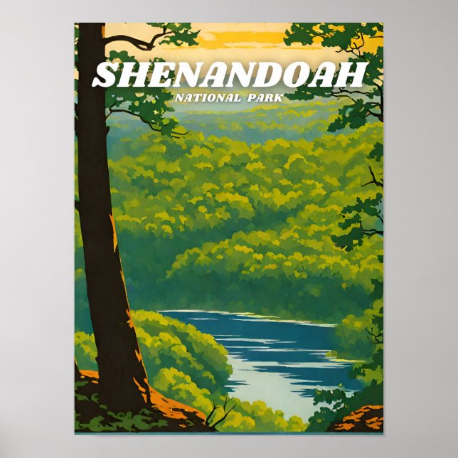 Shenandoah National Park Illustration Retro Decora Poster (Vorne)