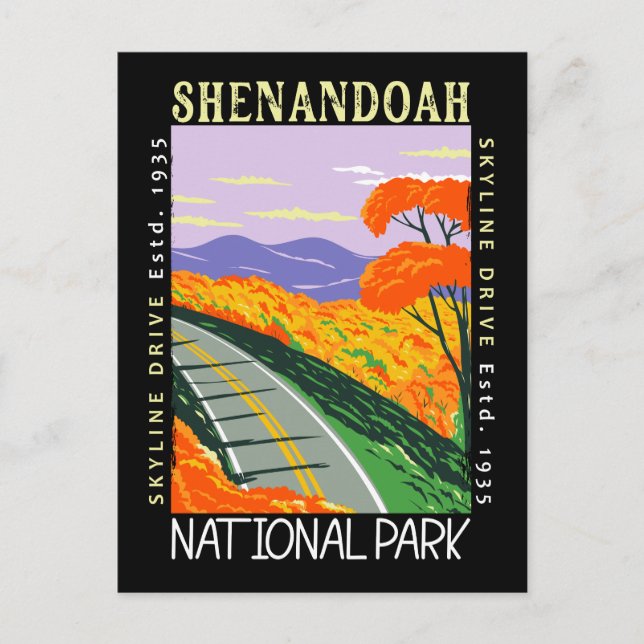 Shenandoah National Park Skyline Drive Distressed Postkarte (Vorderseite)