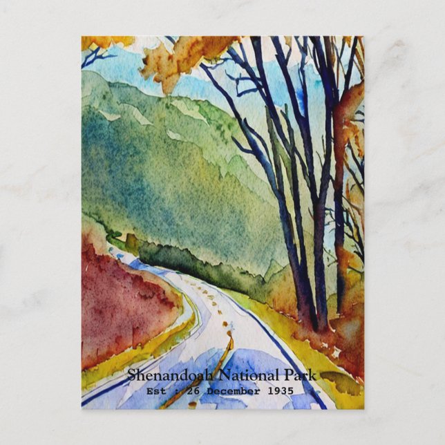 Shenandoah National Park Skyline fahren Wasserfarb Postkarte (Vorderseite)