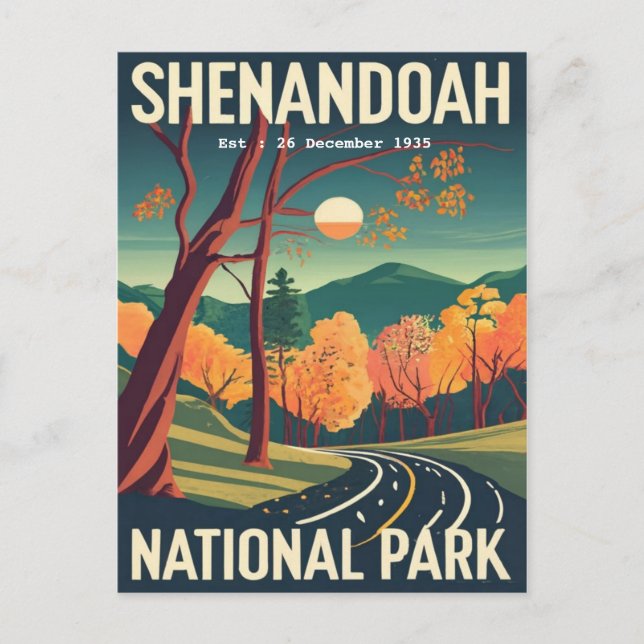 Shenandoah National Park Skyline fahren Wasserfarb Postkarte (Vorderseite)