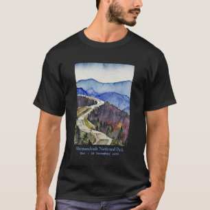 Shenandoah National Park Skyline fahren Wasserfarb T-Shirt