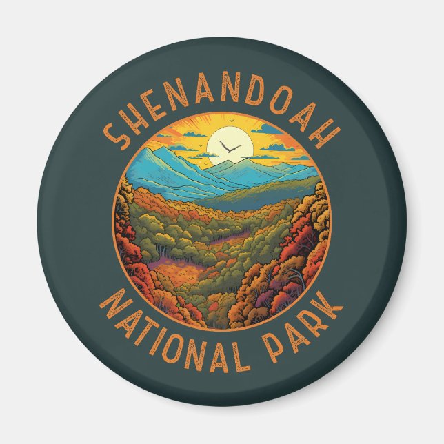 Shenandoah Nationalpark Distressed Circle Magnet (Vorne)
