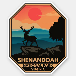 Shenandoah Nationalpark Hirsch Minimal Retro Emble Aufkleber