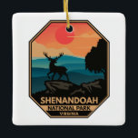 Shenandoah Nationalpark Hirsch Minimal Retro Emble Keramikornament<br><div class="desc">Shenandoah Vektorgrafik Design. Das Skyline Drive ist lang und ein weitläufiges Netz von Trails umfasst einen Abschnitt des Appalachen-Fernwegs.</div>
