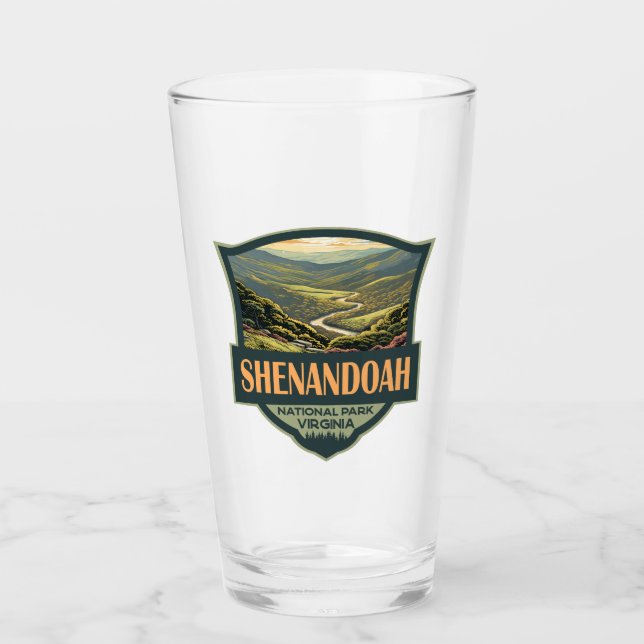 Shenandoah Nationalpark Illustration Reisen Retro Glas (Vorderseite)