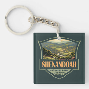 Shenandoah Nationalpark Illustration Reisen Retro Schlüsselanhänger