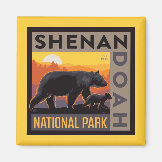 Shenandoah-Nationalpark | Mama Bear & Cubs Magnet (Vorne)