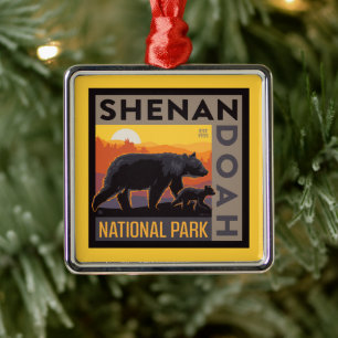 Shenandoah-Nationalpark   Mama Bear & Cubs Ornament Aus Metall