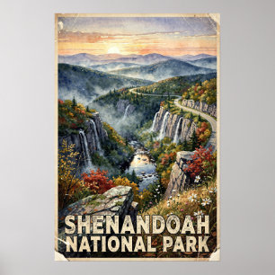 Shenandoah Nationalpark Reisen im Vintage-Stil Poster