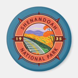 Shenandoah Nationalpark Retro Kompass Emblem Magnet