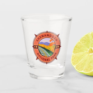 Shenandoah Nationalpark Retro Kompass Emblem Schnapsglas