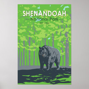 Shenandoah Nationalpark Schwarzbär Vintage Poster