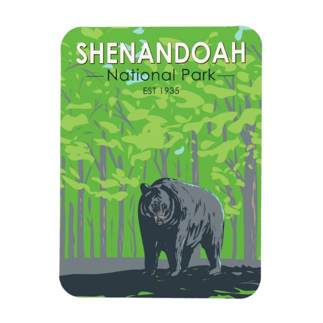 Shenandoah Nationalpark Schwarzer Bär Vintag Magnet (Vertikal)