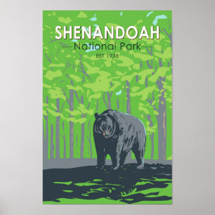 Shenandoah Nationalpark Schwarzer Bär Vintag Poster