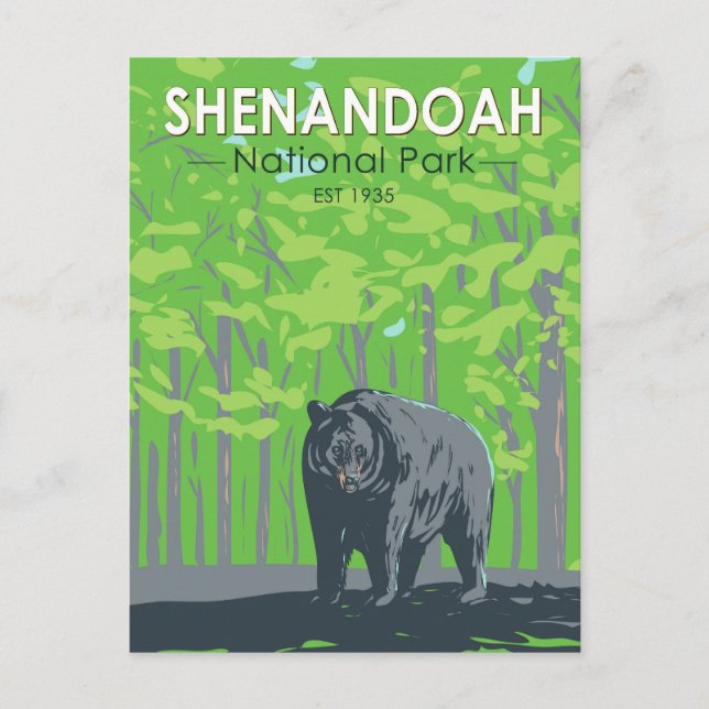 Shenandoah Nationalpark Schwarzer Bär Vintag Postkarte (Vorderseite)