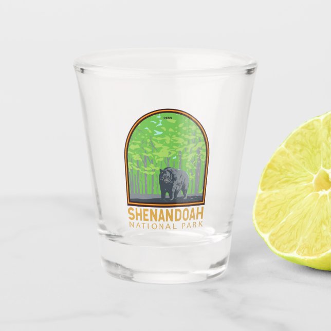 Shenandoah Nationalpark Schwarzer Bär Vintag Schnapsglas (Vorderseite)