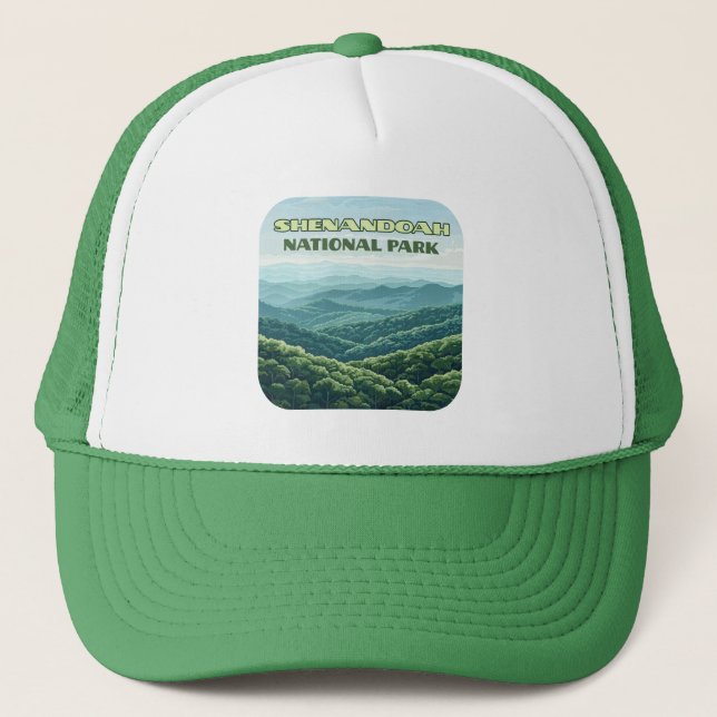 Shenandoah Nationalpark Virginia Blue Ridge Retro Truckerkappe (Vorderseite)