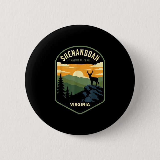 Shenandoah Nationalpark Virginia Vintage-Design  Button (Vorderseite)