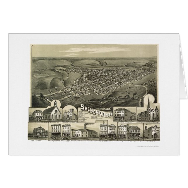 Shenandoah, panoramische Karte PAs - 1889 (Vorderseite (Horizontal))