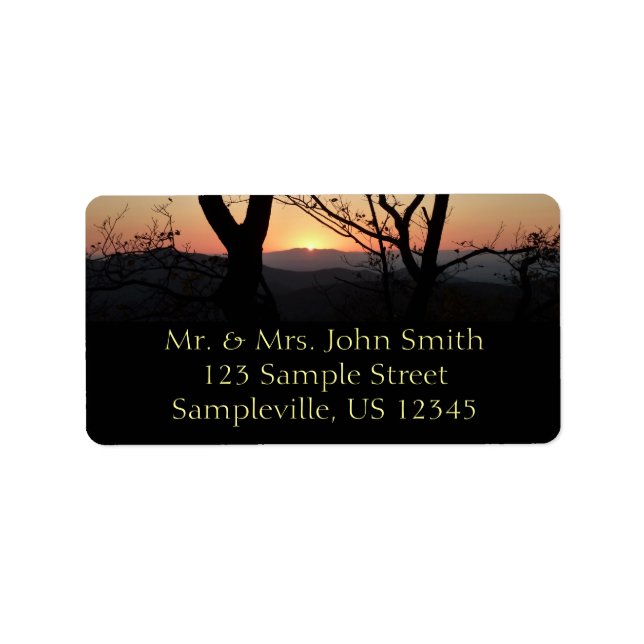 Shenandoah Sunset Nationalpark Landschaft Adressaufkleber (Vorne)