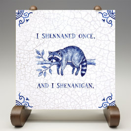 SHENANIGAN Raccoon Fine Delft Blue Dutch Style Fliese