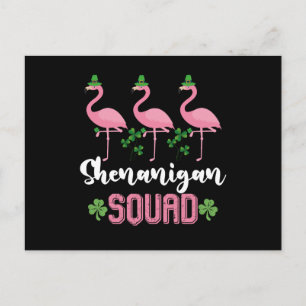 Shenanigan Squad Flamingo Kobold St Patrick's  Postkarte