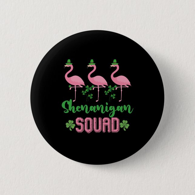 Shenanigan Squad Flamingo Leprechaun St Patrick s Button (Vorderseite)