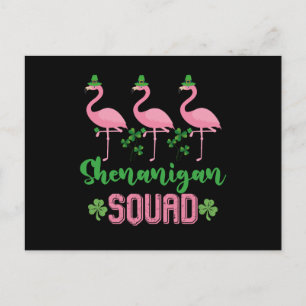 Shenanigan Squad Flamingo Leprechaun St. Patrick's Postkarte
