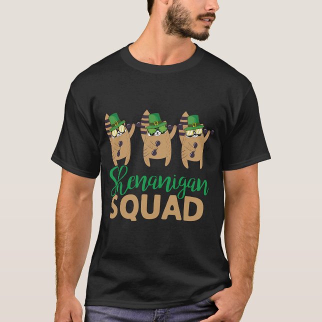 Shenanigan Squad Raccoon Leprechaun Hat St Patrick T-Shirt (Vorderseite)