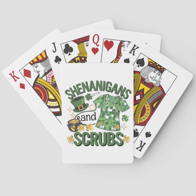 Shenanigans and Scrubs Funny Nursing St Patrick's Spielkarten (Rückseite)
