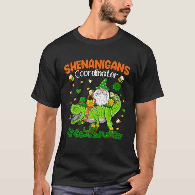 Shenanigans Coordinator St Patrick's Day Dinosaur  T-Shirt (Vorderseite)