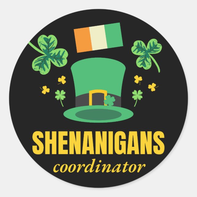 Shenanigans Coordinator St. Patrick's Day Runder Aufkleber (Vorderseite)