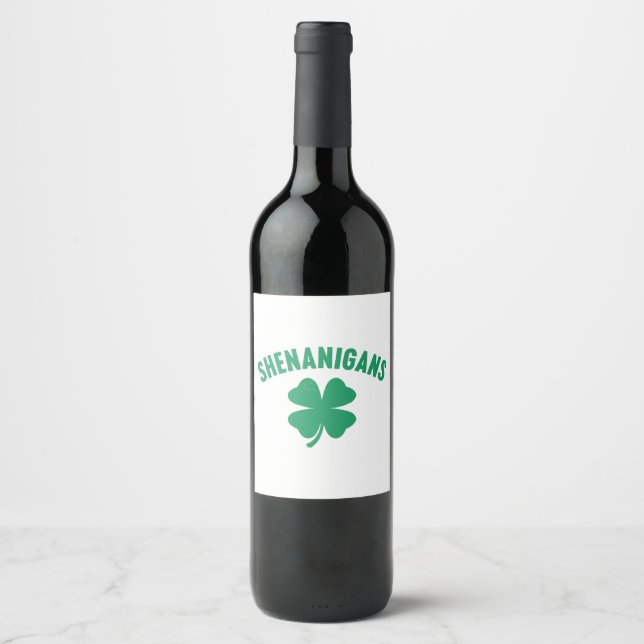 Shenanigans Kleeblatt St. Patrick's Day Retro Weinetikett (Vorderseite)