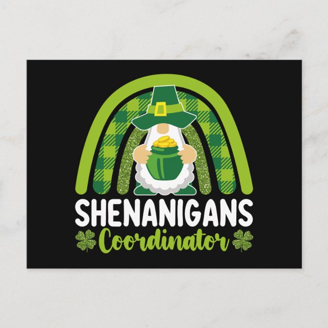 Shenanigans-Koordinator Gnomes St Patrick's Day Postkarte (Vorderseite)