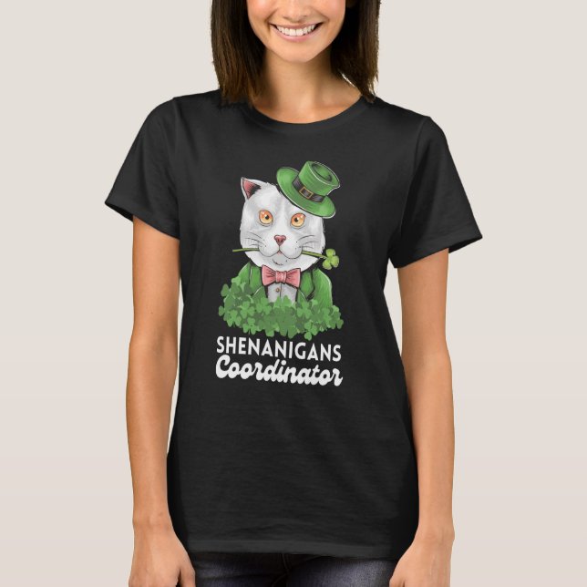 Shenanigans Koordinator Lehrerin Cat St Patricks D T-Shirt (Vorderseite)
