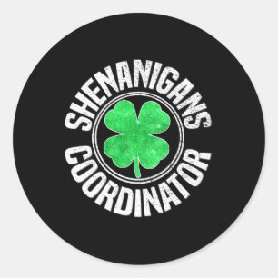 Shenanigans-Koordinator St. Patricks Day Shamrock Runder Aufkleber