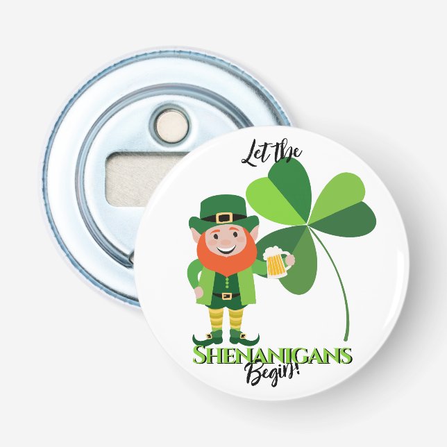 Shenanigans Leprechaun Kleeblatt St Patrick's Day Flaschenöffner (Vorderseite)