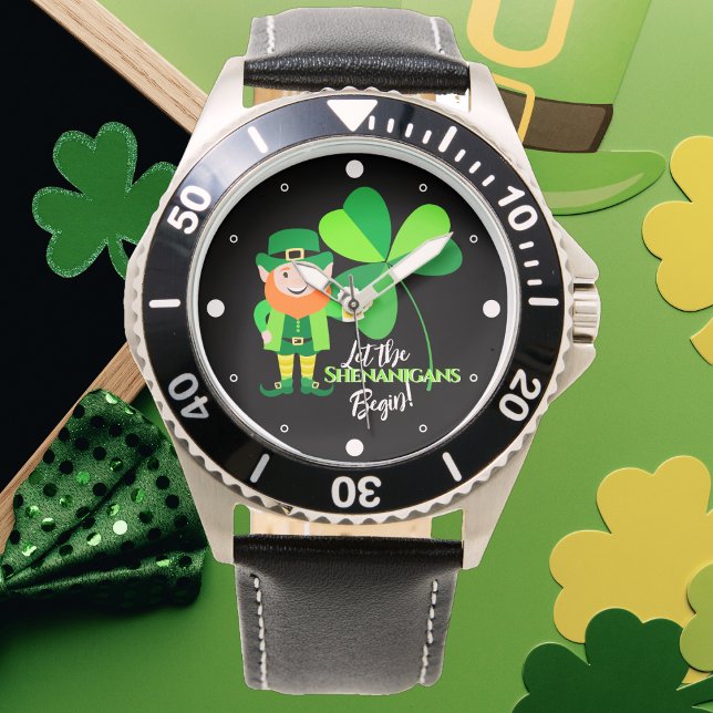 Shenanigans Leprechaun Kleeblatt St Patrick's Dots Armbanduhr (Von Creator hochgeladen)