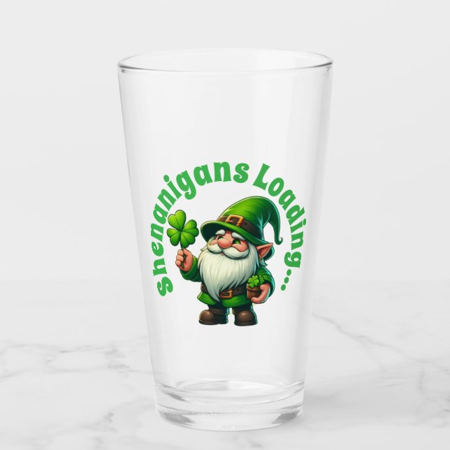 Shenanigans Loading Lustiger St. Patrick's Gnom Glas (Vorderseite)