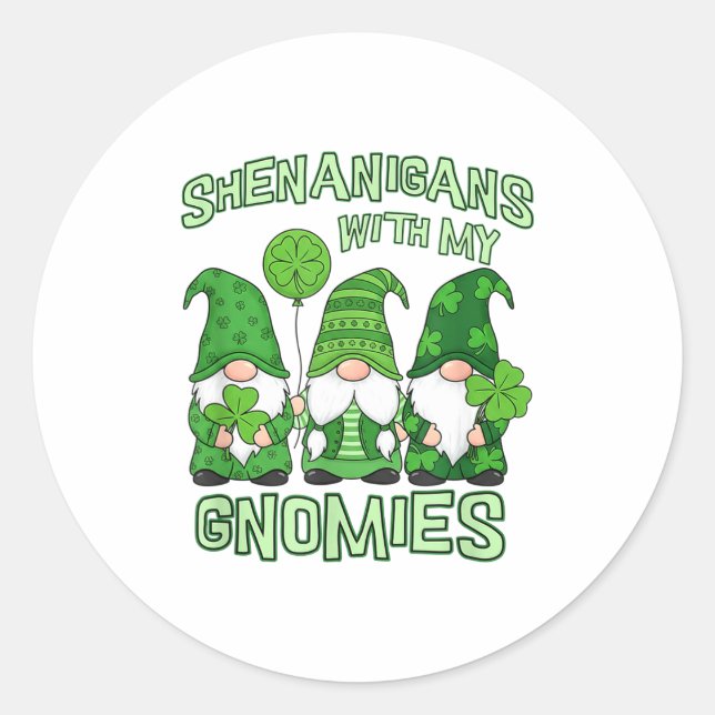 Shenanigans mit Gnomies St. Patrick's Day Gnom Runder Aufkleber (Vorderseite)