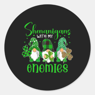 Shenanigans mit meinem Kleeblatt Gnomies Happy St Runder Aufkleber