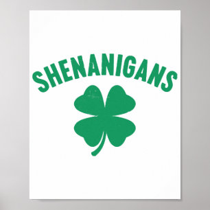 Shenanigans Shamrock St. Patricks Tag Retro Poster