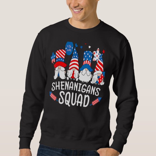 Shenanigans Squad 4. Juli Gnomes Patriotic Ame Sweatshirt (Vorderseite)