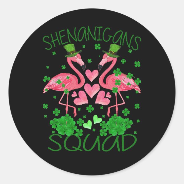 Shenanigans Squad Flamingo St Patrick's Day Runder Aufkleber (Vorderseite)