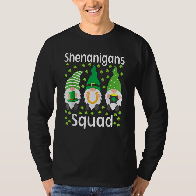 Shenanigans Squad Gnomes Shamrock Happy St Patrick T-Shirt (Vorderseite)