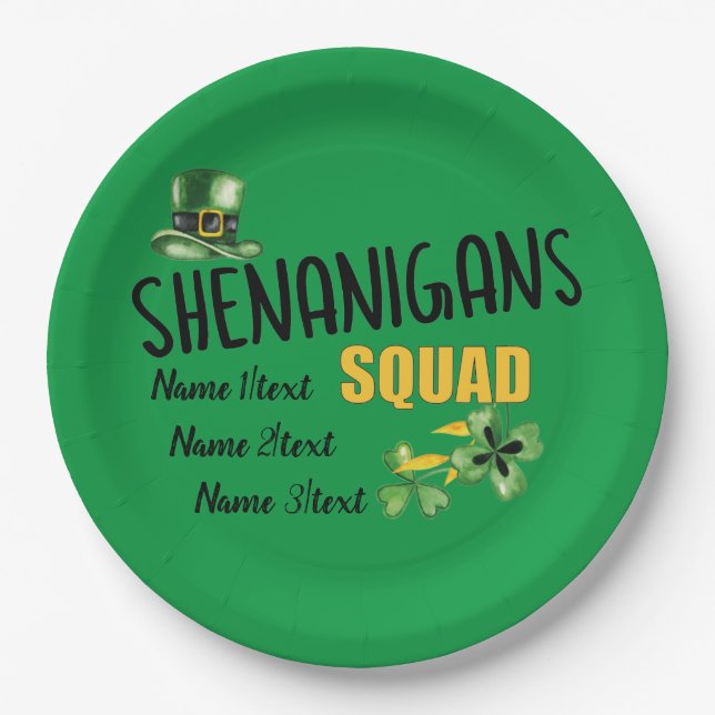 Shenanigans Squad, Grüne St. Patrick's Day-Party Pappteller (Vorderseite)
