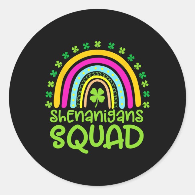 Shenanigans Squad Happy St Patrick's Day Rainbow S Runder Aufkleber (Vorderseite)
