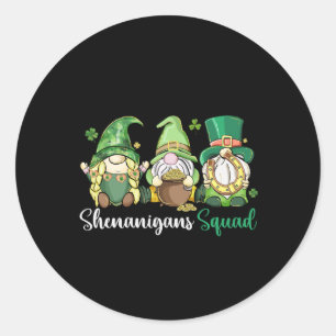 Shenanigans Squad Irische Gnome Klee - St. Patrick Runder Aufkleber