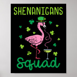 Shenanigans Squad Irischer Flamingo St Patricks Ta Poster
