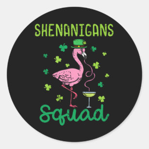 Shenanigans Squad Irish Flamingo St Patricks Day B Runder Aufkleber